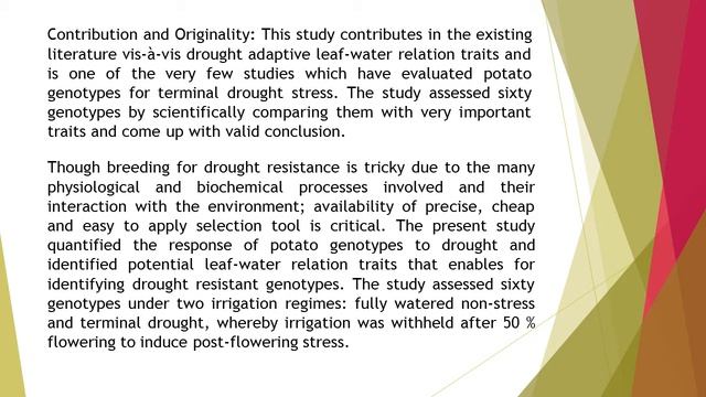 Evaluation of Leaf Water Relation Traits, as Selection Criterion for Developing Drought Resistant P смотреть онлайн