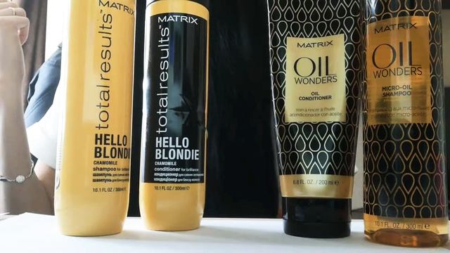Matrix Oil Wonders и Matrix Hello Blonde Total Results шампунь и кондиционер