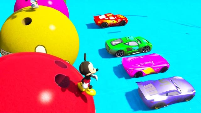 GTA 5 Lightning McQueen And Friends Transform - Tug Life Stunt race challenges - GTA V Stunt Mods смотреть онлайн