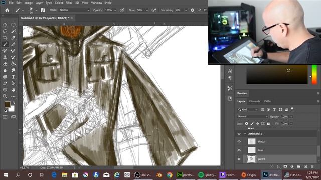 The Trooper XP-Pen Artist 15.6 HD And Adobe Photoshop - Real Time Concept Art