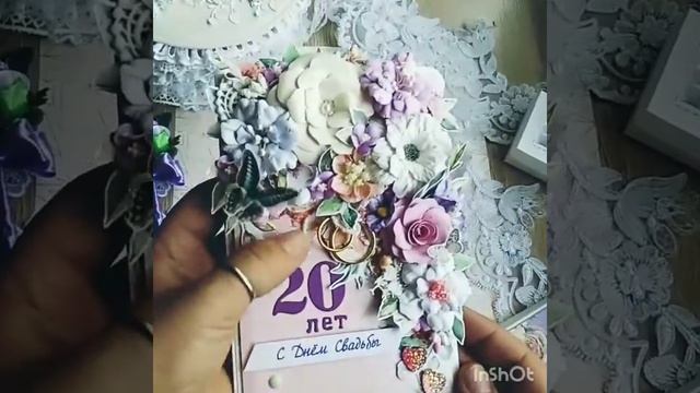 Открытка ручной работы на годовщину свадьбы ?, все цветочки выполнены в ручную ? смотреть онлайн