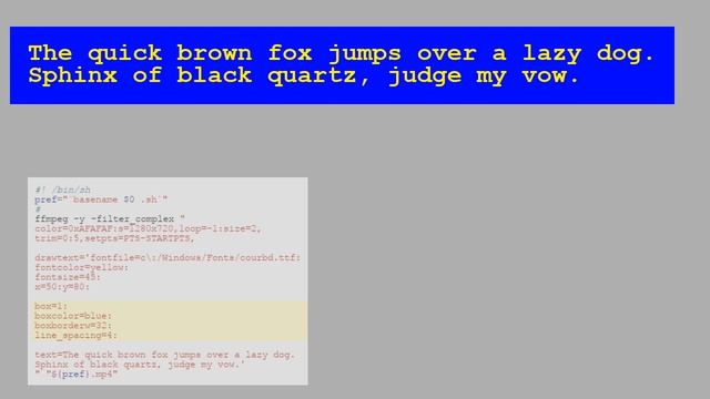 ffmpeg examples - box, boxborderw, boxcolor, line_spacing of drawtext смотреть онлайн