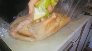 Утка в рукаве с рисом