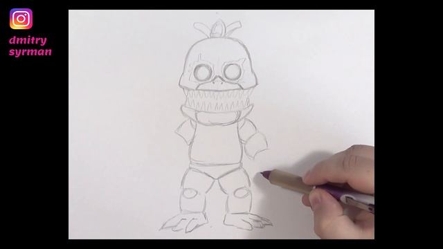 How to draw Nightmare Chica, FNAF, Как нарисовать Кошмарную Чику, ФНАФ смотреть онлайн