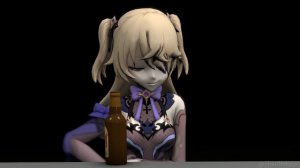 Lumine and Fischl's gassy contest | Girl fart animation