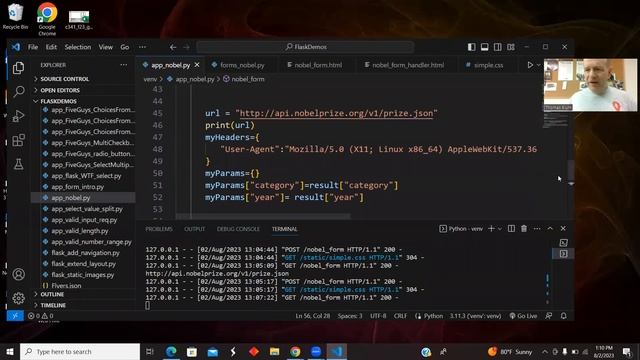 Python Flask WT-Forms: Using "requests" to have a form interact with the Nobel Prize API смотреть онлайн