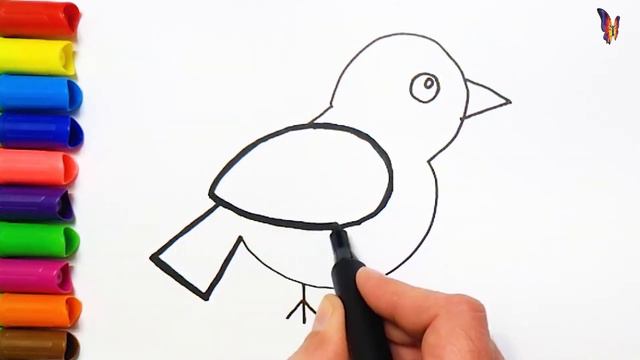 Как нарисовать ребенку птичку. Простые уроки по рисованию для детей. Раскраски своими руками смотреть онлайн