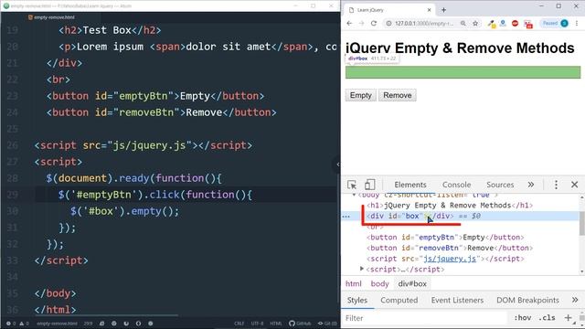 jQuery Empty & Remove Method Tutorial in Hindi / Urdu смотреть онлайн
