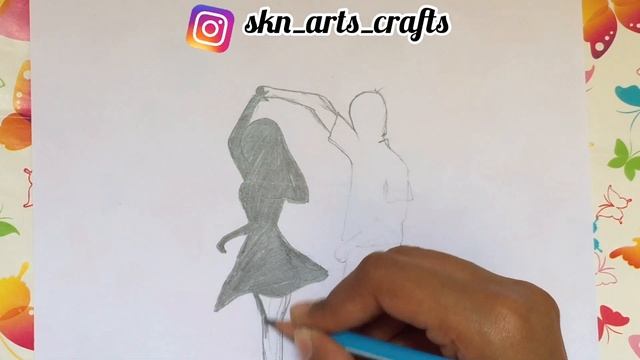 How to Draw Couple Dancing Pencil Sketch | Valentine's Day 2022 Drawing|| SKN Arts & Crafts смотреть онлайн