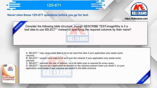 1Z0-871 - MySQL 5 Developer Certified Professional Part I Updated Cheet Sheet by Killexams.com смотреть онлайн