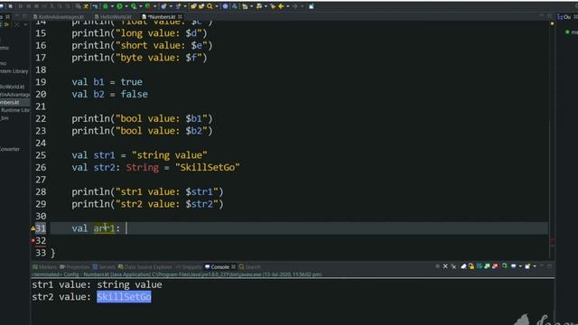 How to declare Boolean, Strings and Arrays in Kotlin | Kotlin tutorial for beginners part 4. смотреть онлайн