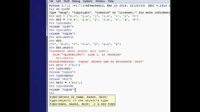 PYTHON 3.7 PROQRAMLAŞDIRMA DİLİ: DƏRS 13. KORTEJLƏR. смотреть онлайн