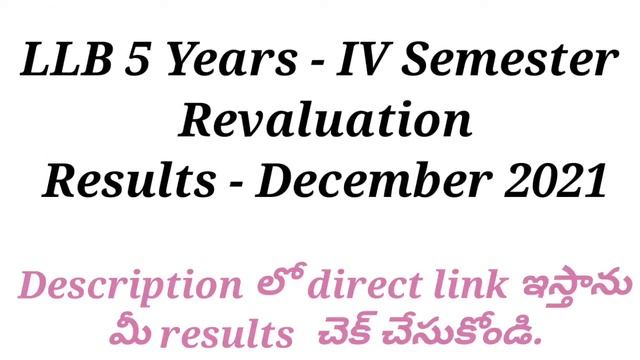 Rayalaseema university results | LLB 5 Years 4th Sem Revaluation Results - December 2021 смотреть онлайн