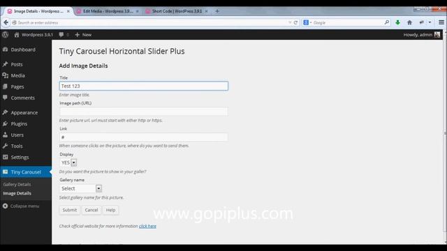 Tiny Carousel Horizontal WP Plugin - How to create gallery and How to add images to the gallery. смотреть онлайн