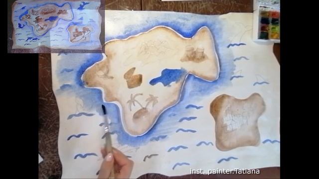 заРИСУЙ карту сокровищ! Полнометражный урок рисования акварелью. смотреть онлайн