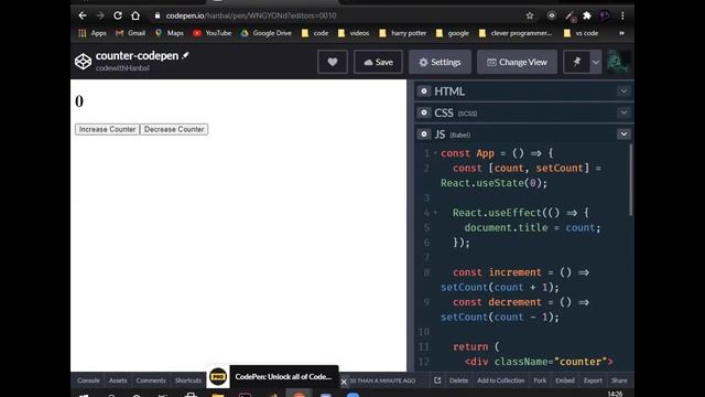 Build A Counter in React - Codepen Version смотреть онлайн