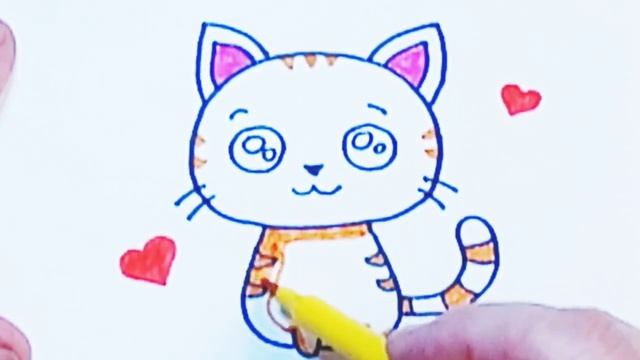 Как нарисовать котёнка фломастерами Простой мастер класс для детей смотреть онлайн