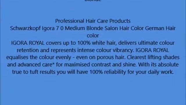 Schwarzkopf Igora Royal Colorist's Color Creme Tube 7 0 Medium Blonde