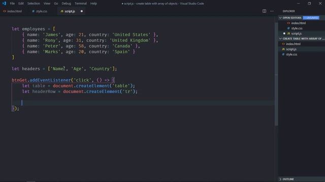How to Create Table From an Array of Objects in Javascript смотреть онлайн