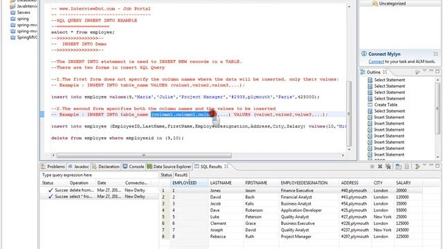 SQL QUERY INSERT INTO TABLE EXAMPLE смотреть онлайн