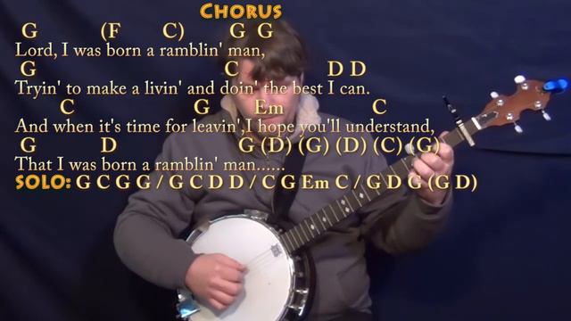 Ramblin' Man (Allman Brothers Band) Banjo Cover Lesson with Chords/Lyrics смотреть онлайн
