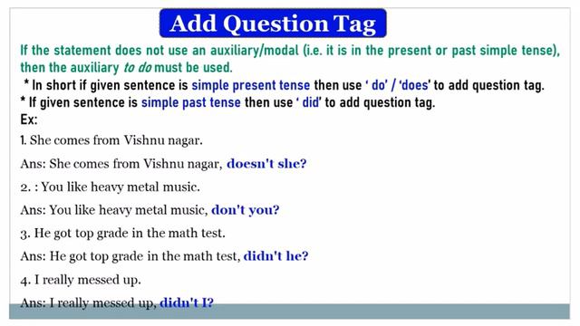 ENGLISH GRAMMAR #Add question tag #Tag questions смотреть онлайн