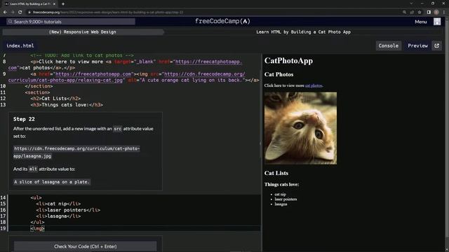 Learn HTML by Building a Cat Photo App - Step 22 смотреть онлайн