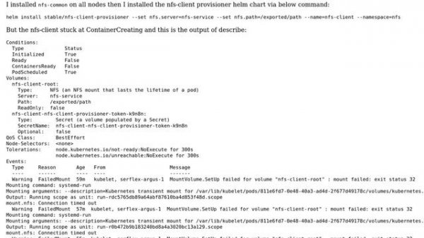 DevOps & SysAdmins: NFS-Client Provisioner stucked at ContainerCreating (2 Solutions!!)
