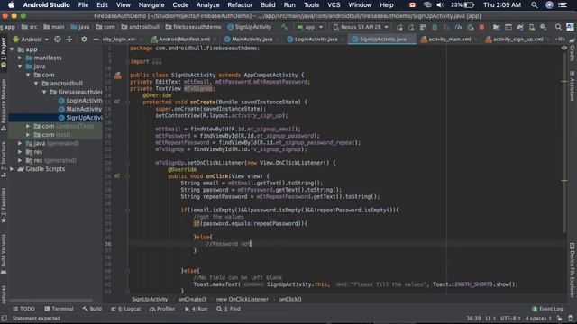 9. Register user with email and password using Firebase Auth in Android Studio смотреть онлайн