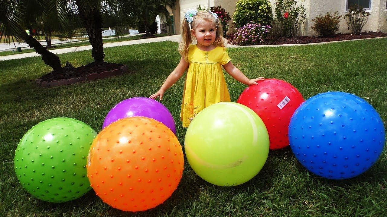 Learn colors for kids with balls, Giant Baloons / Educational video for Children Toddlers Babies смотреть онлайн