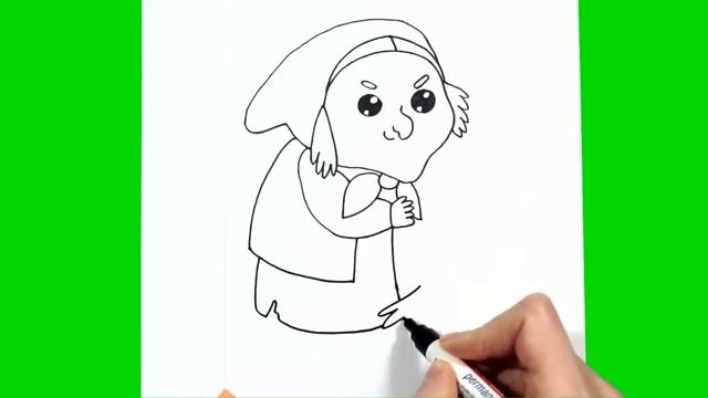 How to Draw a Witch ¦ Simple drawing and coloring of the witch | Как нарисовать колдунью