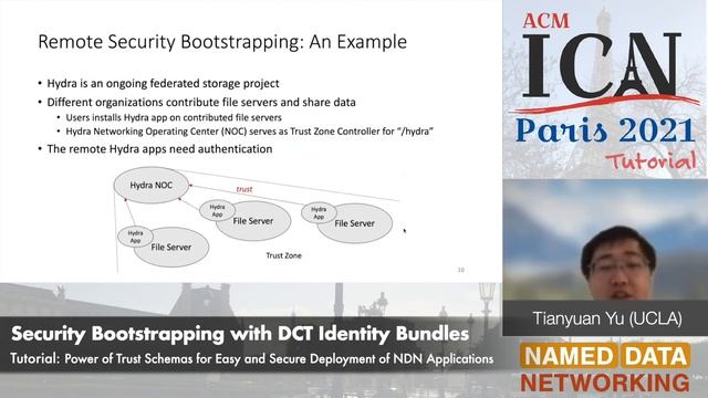 Security Bootstrapping with DCT Identity Bundles - Tianyuan Yu / NDN Tutorial @ ACM ICN 2021 смотреть онлайн