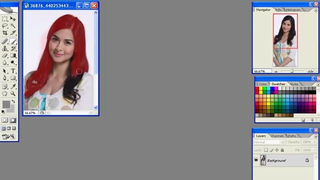Change your Hair color using Adobe Photoshop CS2 смотреть онлайн