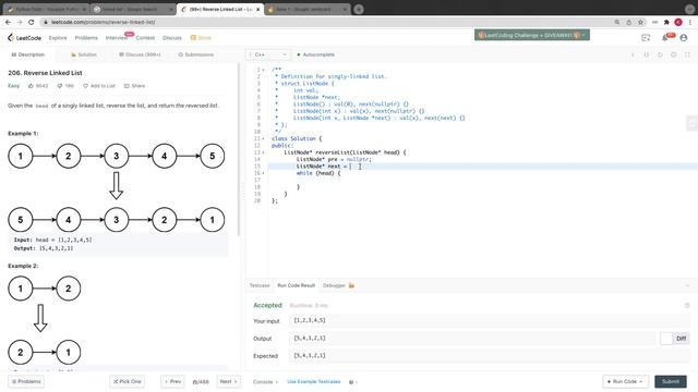 Leetcode 206 Reverse Linked List in Java/C++ 中文 смотреть онлайн