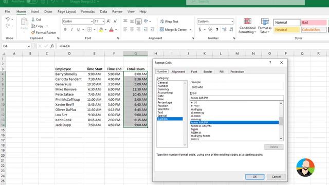 Module 6 : Lesson 6 Calculate hours worked, total and minus lunch | Excel Training for Beginners смотреть онлайн