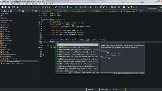 16. JPopupMenu Java Swing Tutorial without voice смотреть онлайн