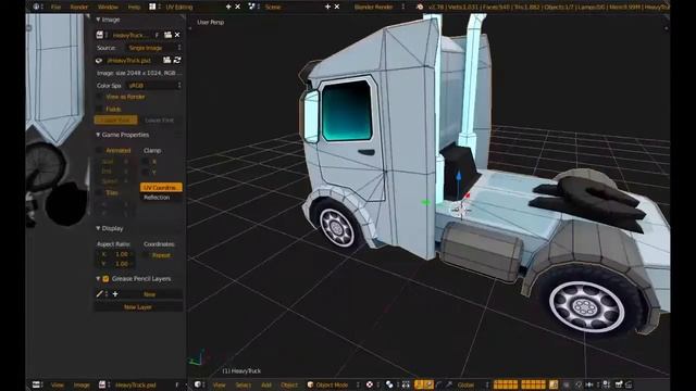 Blender 3D / Photoshop | Low Poly - Heavy Truck - Applying texture (Part 4.)