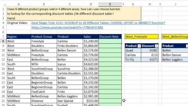 Excel Magic Trick 1233: VLOOKUP to 36 Different Dynamic Tables: Table Feature & INDIRECT Function смотреть онлайн