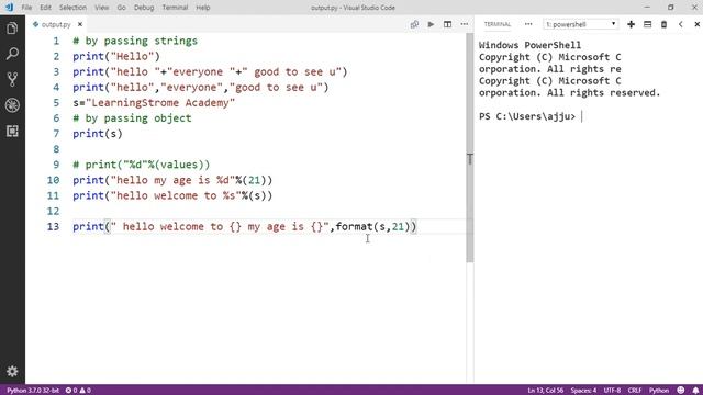 Lecture 17:- Various Ways to print Data in python || LearningStrome Academy смотреть онлайн