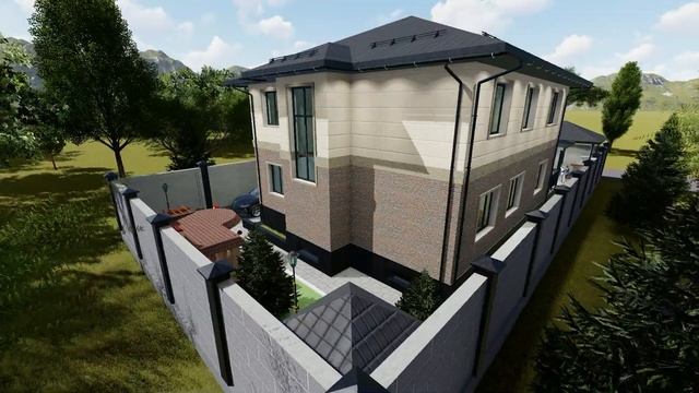 3D проект жилого дома, дизайн фасада дома и участка смотреть онлайн