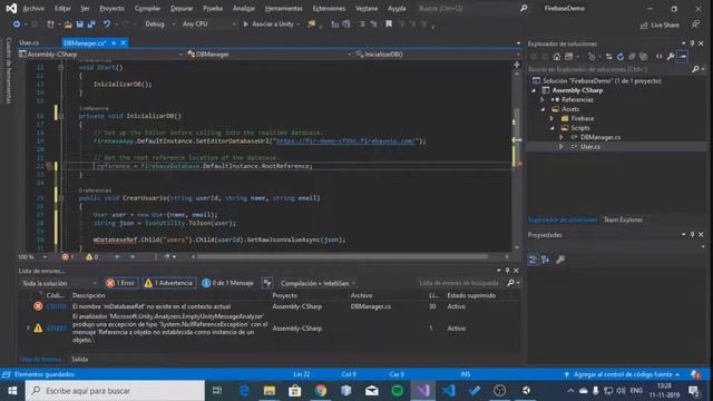 Crear Clases y Agregar Registros Firebase Database a Unity [4/4] смотреть онлайн