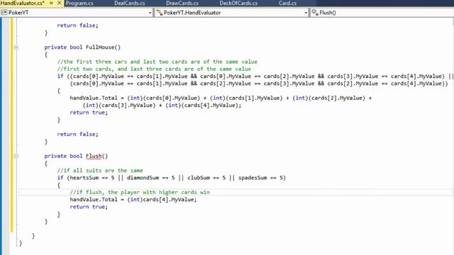 C# Poker Game Pt6: Creating EvaluateHand class (evaluating poker hand) смотреть онлайн
