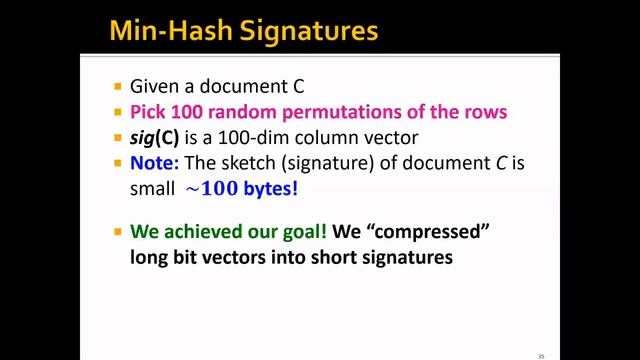 Week 3: Locality Sensitive Hashing - Part 3: Proof and Implementation Trick for Minhashing смотреть онлайн