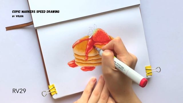 Copic markers video tutorial #22 / Рисую маркерами Copic блинчики с клубникой смотреть онлайн