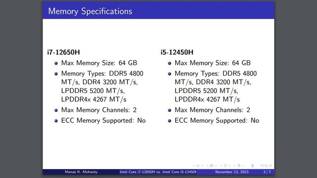 Comparison Between Intel Core I7-12650H Vs. Intel Core I5-12450H