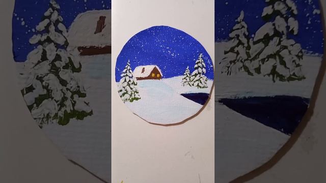 Новогодний марафон. Магнит на холодильник гуашью.#shortsvideo #painting #christmas #creative #short смотреть онлайн