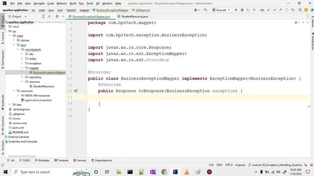 Part-30 How to handle Exception in Quarkus in Hindi | Exception Handling using ExceptionMapper смотреть онлайн