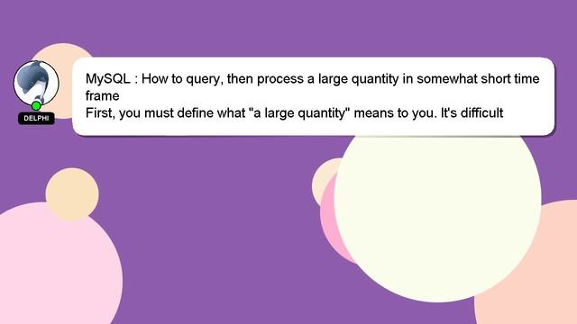 MySQL : How to query, then process a large quantity in somewhat short time frame смотреть онлайн