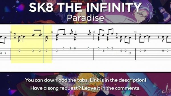 SK8 The Infinity OP - Paradise Guitar Tutorial [TABS] (Easy)