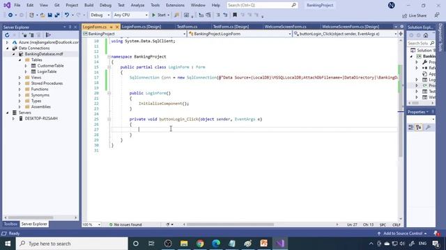 Login Form and Database Connection String | Visual Studio CSharp Sql Server Banking Project | Part смотреть онлайн